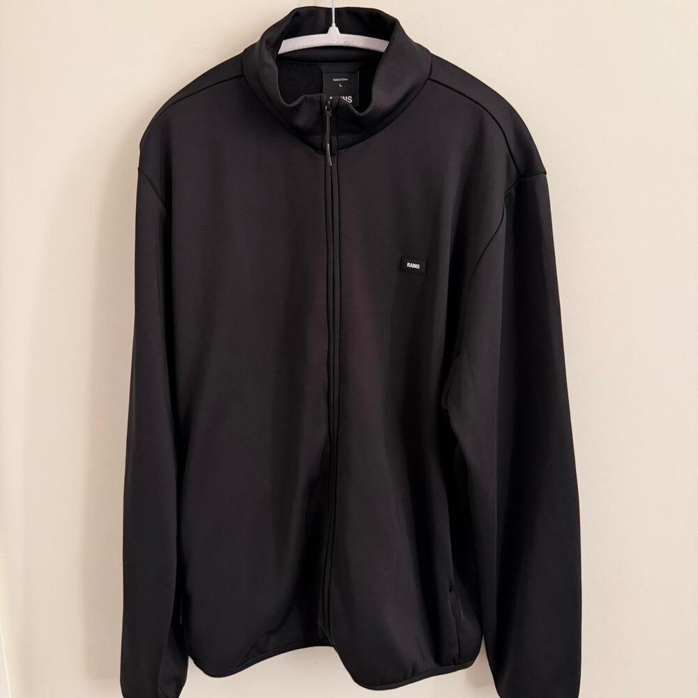 men’s black RAINS sintra fleece jacket [L]